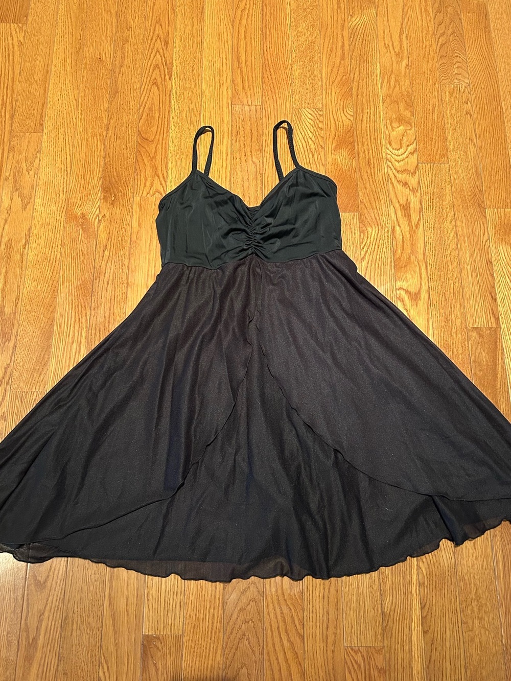 Young Woman’s Classic Black Spaghetti Strap Lyrical Dance Costume